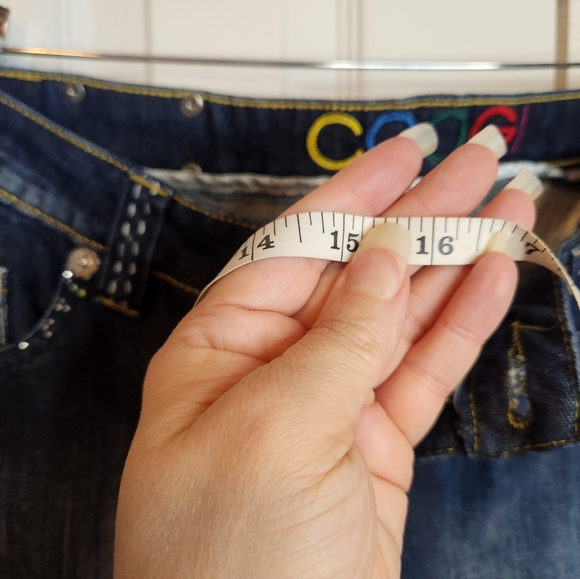 Vintage Y2K COOGI Rhinestone Bling Jeans Low-Mid Rise Dark Wash Embellished 9/10 - Picture 14 of 16